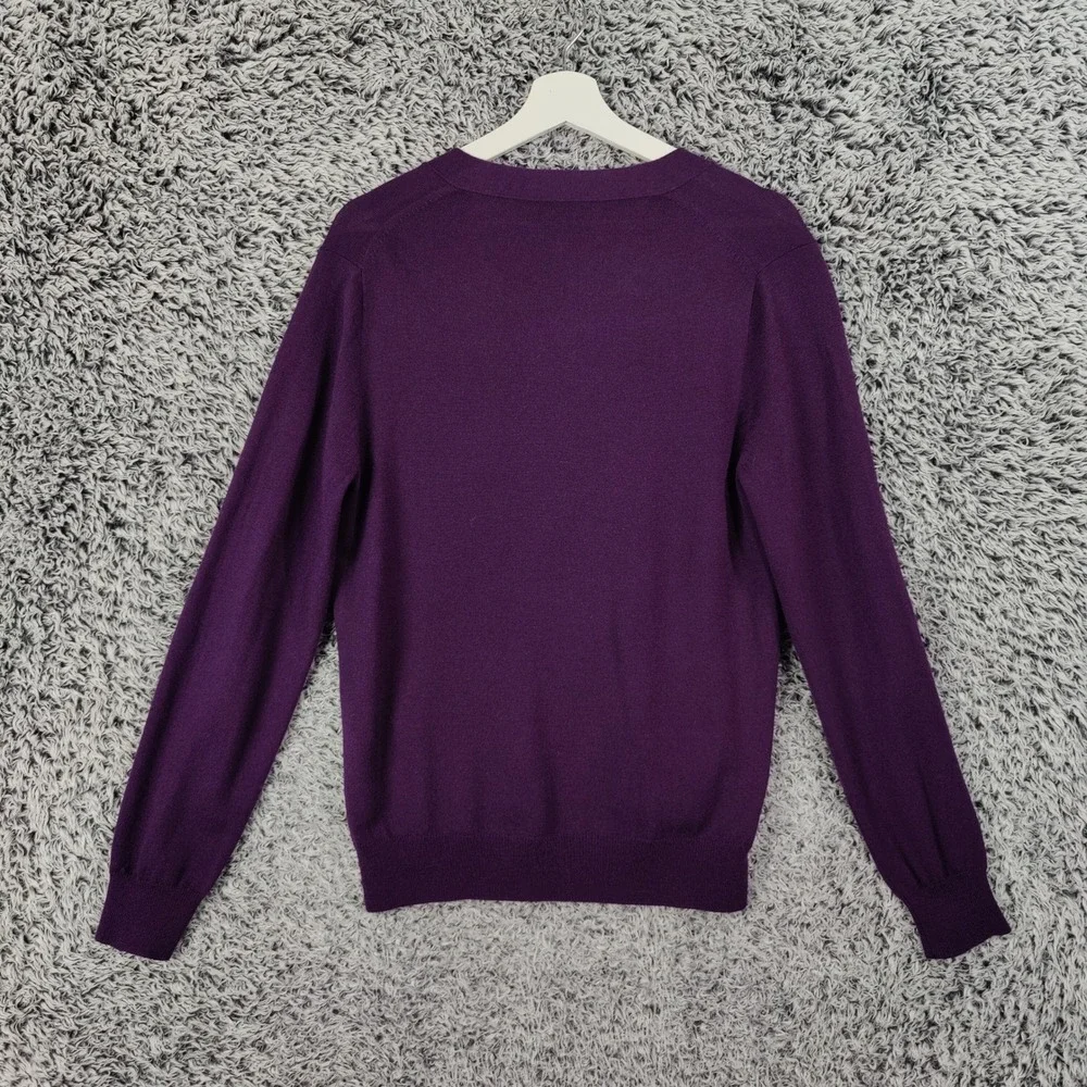 J.Crew Mens Dark Academia Preppy Merino Wool Cardigan S Purple V-Neck Sweater